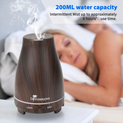 Diffuserlove Diffuser 2 Pack Essential Oil Diffuser 200ML Remote Control Ultrasonic Aromatherapy Diffuser Mist Humidifiers for Bedroom Office Yoga