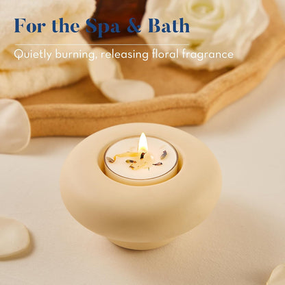 Crenovo Lavender Scented Tealight Candles with Dried Flowers 8 Pack