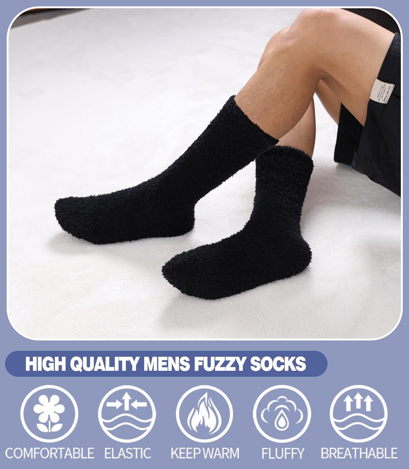 MQELONG Fuzzy Socks for Men & Women Cozy Fluffy Winter Warm Slipper Socks Microfiber Soft Home Sleeping Socks