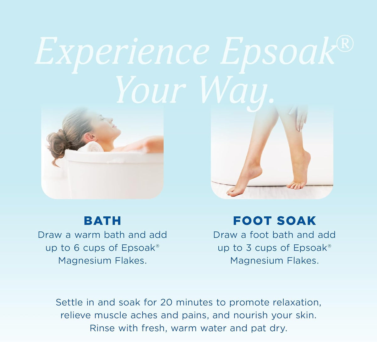 Epsoak Magnesium Flakes 4 lb. Magnesium Sulfate USP. Resealable Epsom Salt Bag Unscented, Made in The USA, Cruelty-Free Certified