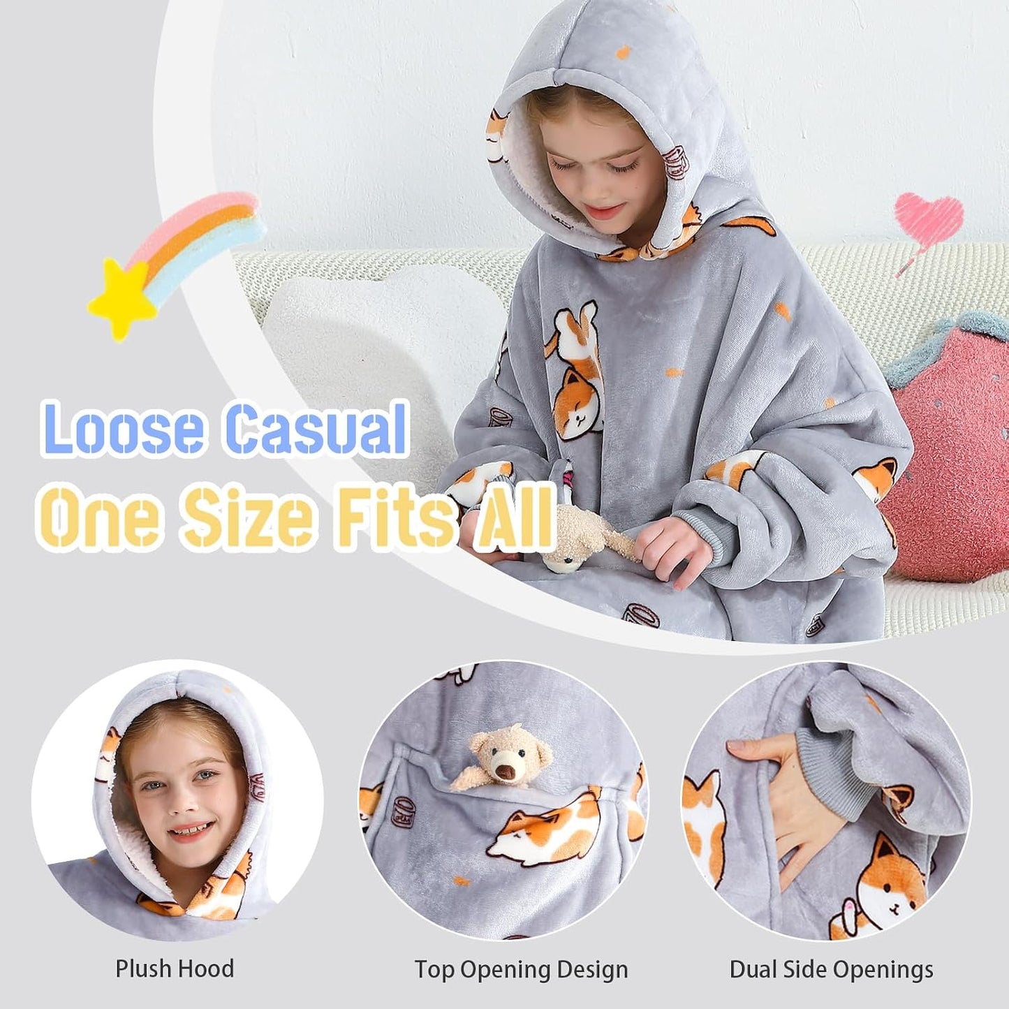Aemilas Wearable Blanket Hoodie - Warm Sherpa Blanket Sweatshirt as Gifts for Adult Women Mom Men, One Size Fits All