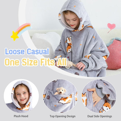 Aemilas Wearable Blanket Hoodie - Warm Sherpa Blanket Sweatshirt as Gifts for Adult Women Mom Men, One Size Fits All