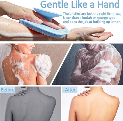 Soft Silicone Body Scrubber, Gentle Like a Hand Exfoliating Your Skin and Build Up Lather Easily, Back Large Suction Cup Easy to Store, Long-Lasting & Deep Clean (Pink)