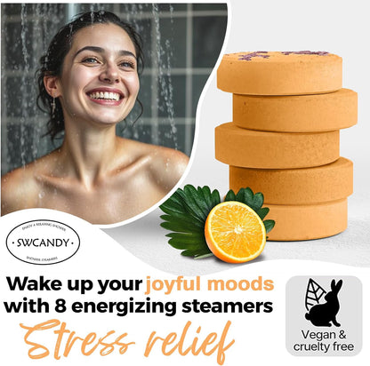 Shower Steamers Aromatherapy Birthday Gifts for Women - SWCANDY 8 Pcs Travel Essentials, Hotel Shower Spa Holidays Mom Wife Grandma Sister Her Self Care Relaxation with Natural Essential Oils Home