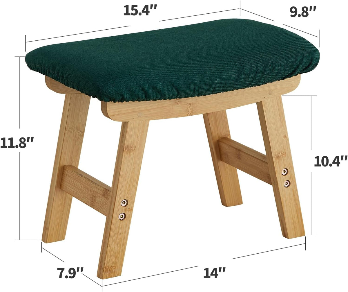 Foot Stool Ottoman Foot Rest Under Desk,Small Stool for Living Room, Bedroom and Kitchen (Brown Legs - Beige Stool Surface)