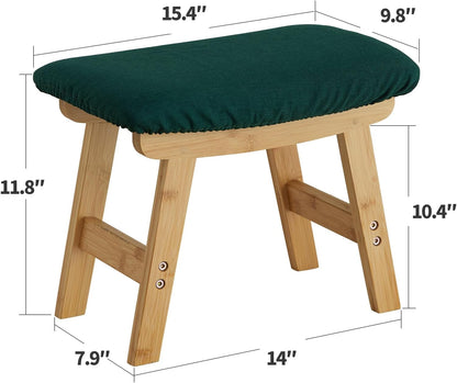 Foot Stool Ottoman Foot Rest Under Desk,Small Stool for Living Room, Bedroom and Kitchen (Brown Legs - Beige Stool Surface)