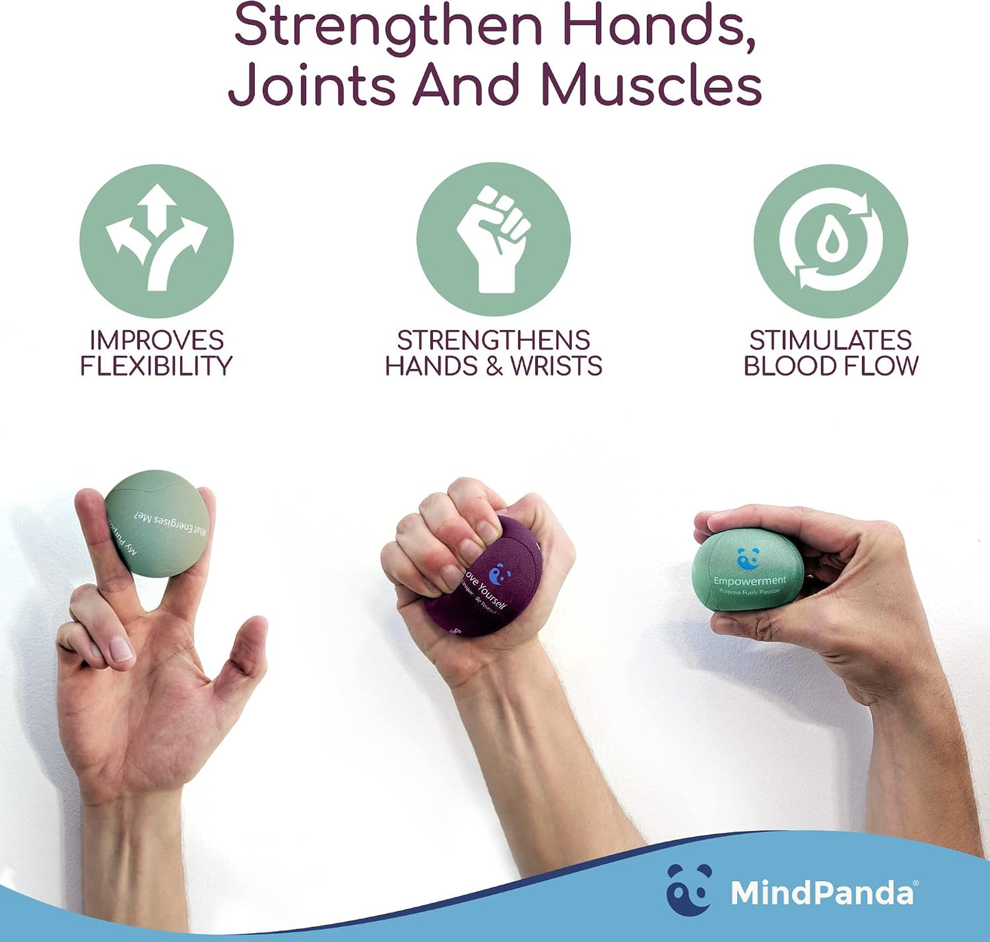 Mind & Body Stress Balls for Adults - Multi-Density Squeeze Balls for Hand Therapy & Grip Strengthening - Stress & Anxiety Relief - Choose 3-Ball (Soft, Medium & Hard) or 2-Ball (Soft & Hard) Sets