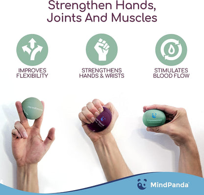 Mind & Body Stress Balls for Adults - Multi-Density Squeeze Balls for Hand Therapy & Grip Strengthening - Stress & Anxiety Relief - Choose 3-Ball (Soft, Medium & Hard) or 2-Ball (Soft & Hard) Sets