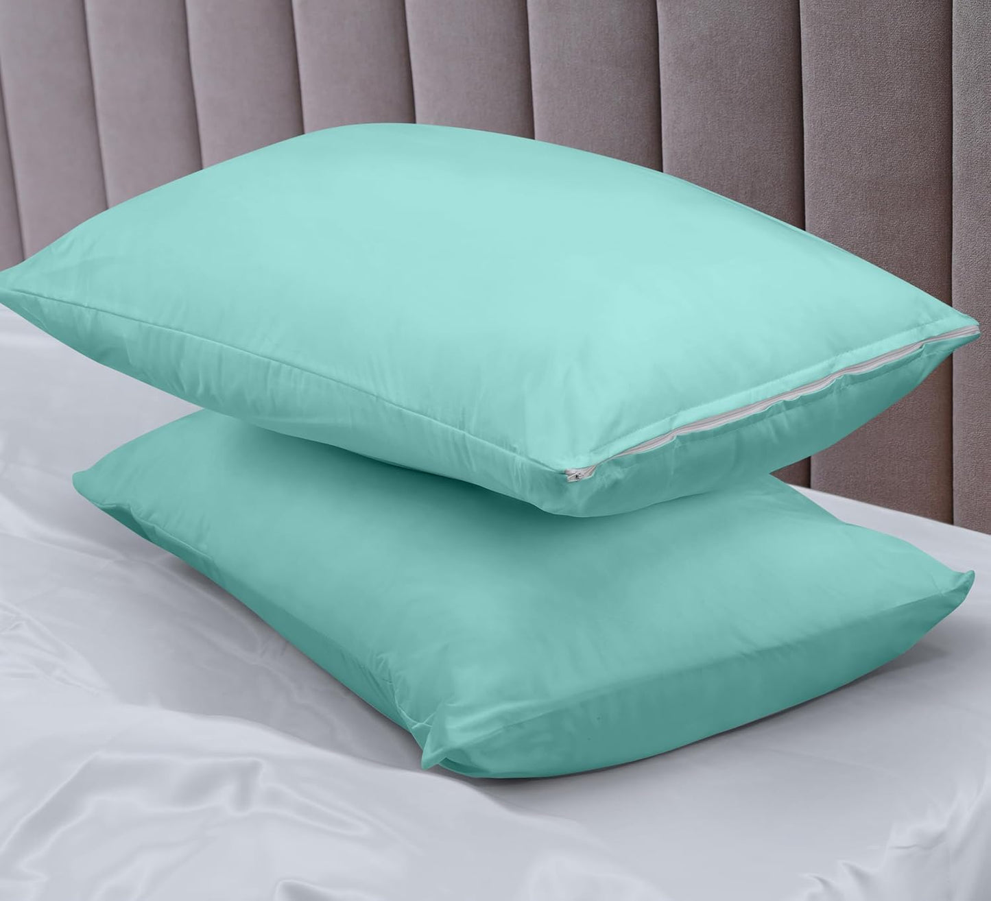 Utopia Bedding Premium 100% Waterproof Pillow Protectors with Zipper Standard Size (Set of 4), Bed Bug and Dust Mite Proof Zippered Pillow Covers, Pillow Encasement Cases, Gray