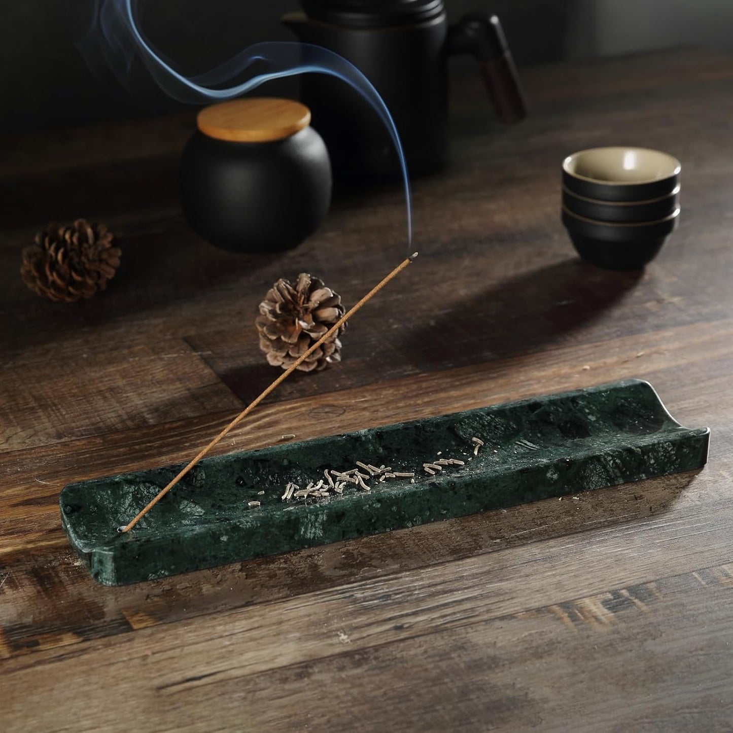 Koville Marble Incense Holder, Incense Holder for Sticks, Incense Sticks Holder Ash Catcher for Meditation Yoga SPA, Natural Stone Incense Burner, Home Table Decor (Grey)
