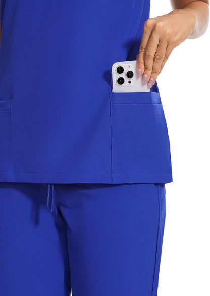 COZYFIT Scrubs for Women Set - Stretch V-Neck Scrub Top & Jogger Pant with 8 Pockets COZY SCRUBS - Colors B