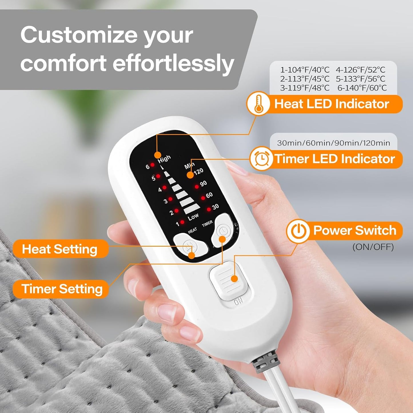 Deepsoon Heating Pad,Electric Heating Pads for Back,Neck,Moist Heating Pad for Abdomen Shoulder Knee Legs,Dry/Moist Heat&Auto Shut Off,Fathers Day Dad Gifts for Men Birthday,Light Gray,24x12 Inch