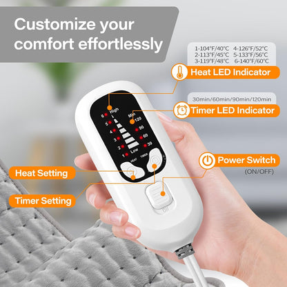 Deepsoon Heating Pad,Electric Heating Pads for Back,Neck,Moist Heating Pad for Abdomen Shoulder Knee Legs,Dry/Moist Heat&Auto Shut Off,Fathers Day Dad Gifts for Men Birthday,Light Gray,24x12 Inch