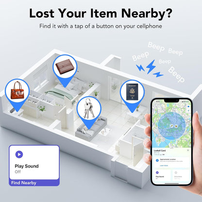 0.09in Slim Wallet Tracker Card for Apple iOS Find My App
