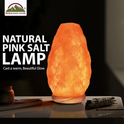 WBM LLC Himalayan Glow Natural Pink Salt Lamp, Crystal Salt Lamp Night Light with (ETL Certified) Brightness Control Dimmer Switch, Wooden Base & Salt Lamps Bulb | 6-8 LBS, Model Number: 1001