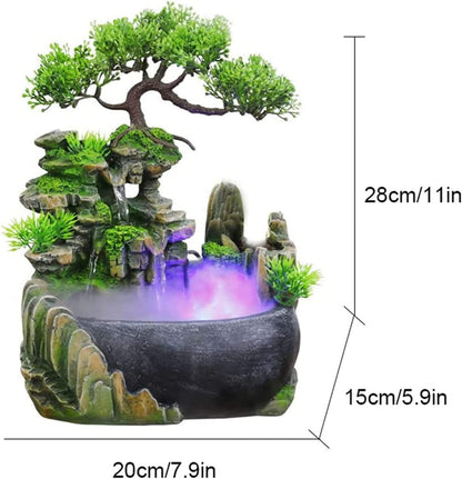 Rockery Stream Tabletop Fountain, Zen Meditation Indoor Waterfall Feature with Automatic Pump and Switch, Desktop Fountain for Home Office Bedroom Decoration (A)