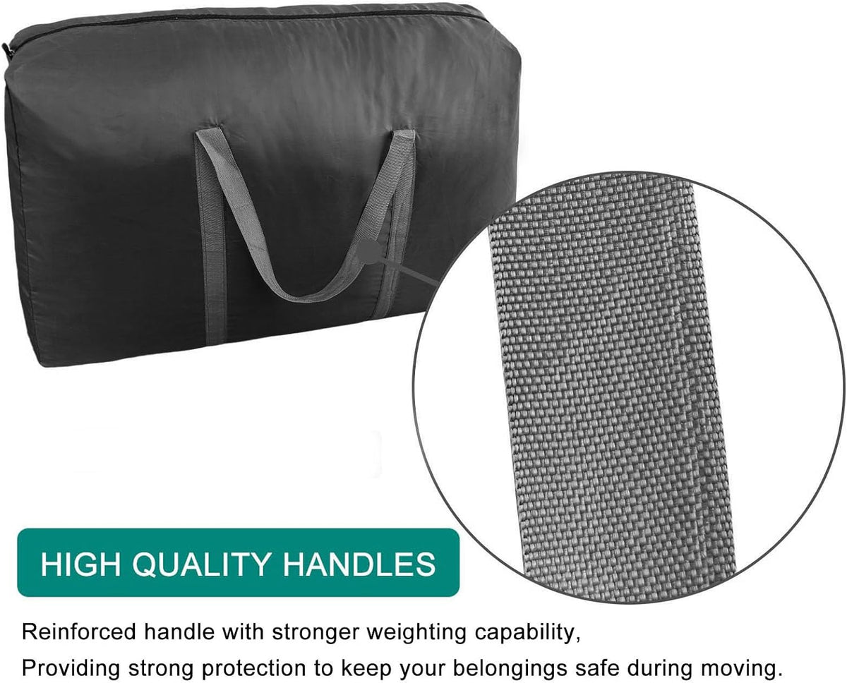 100L Extra Large Storage Bags, Big Moving Bags with Strong Zippers & Carrying Handles, Packing Bags for Moving, Storage, Travel and Camping, Storage Totes For Space Saving (Black)