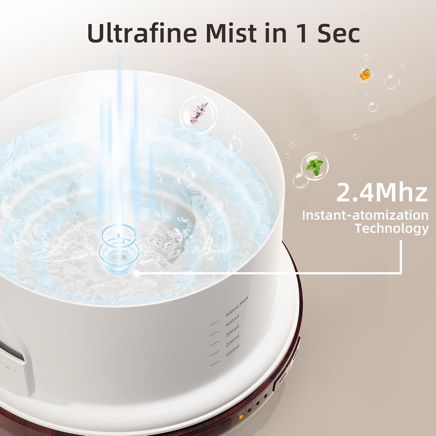 ASAKUKI Essential Oil Diffuser for Home, 500ML Aromatherapy Diffuser Humidifier with Remote Control, 7 Color LED Lights, Quiet Cool Mist Diffuser for Bedroom, Living Room, Office (White)