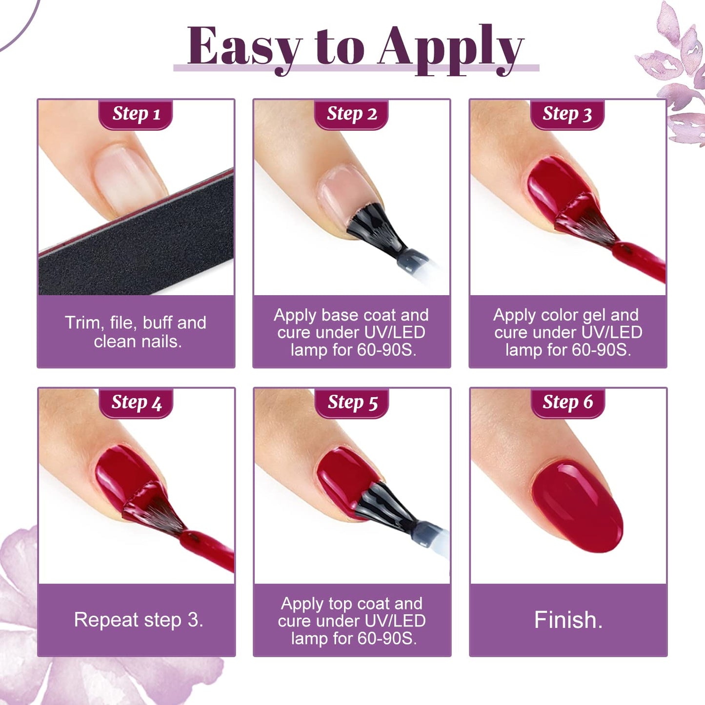 JODSONE Gel Nail Polish Kit 60 PCS with U V Light Soak off Base Top Coat 55 Shine Colors Gel Nail Kit Bright and Dark Brown Wine Red Series Manicure Set for Women and Girls