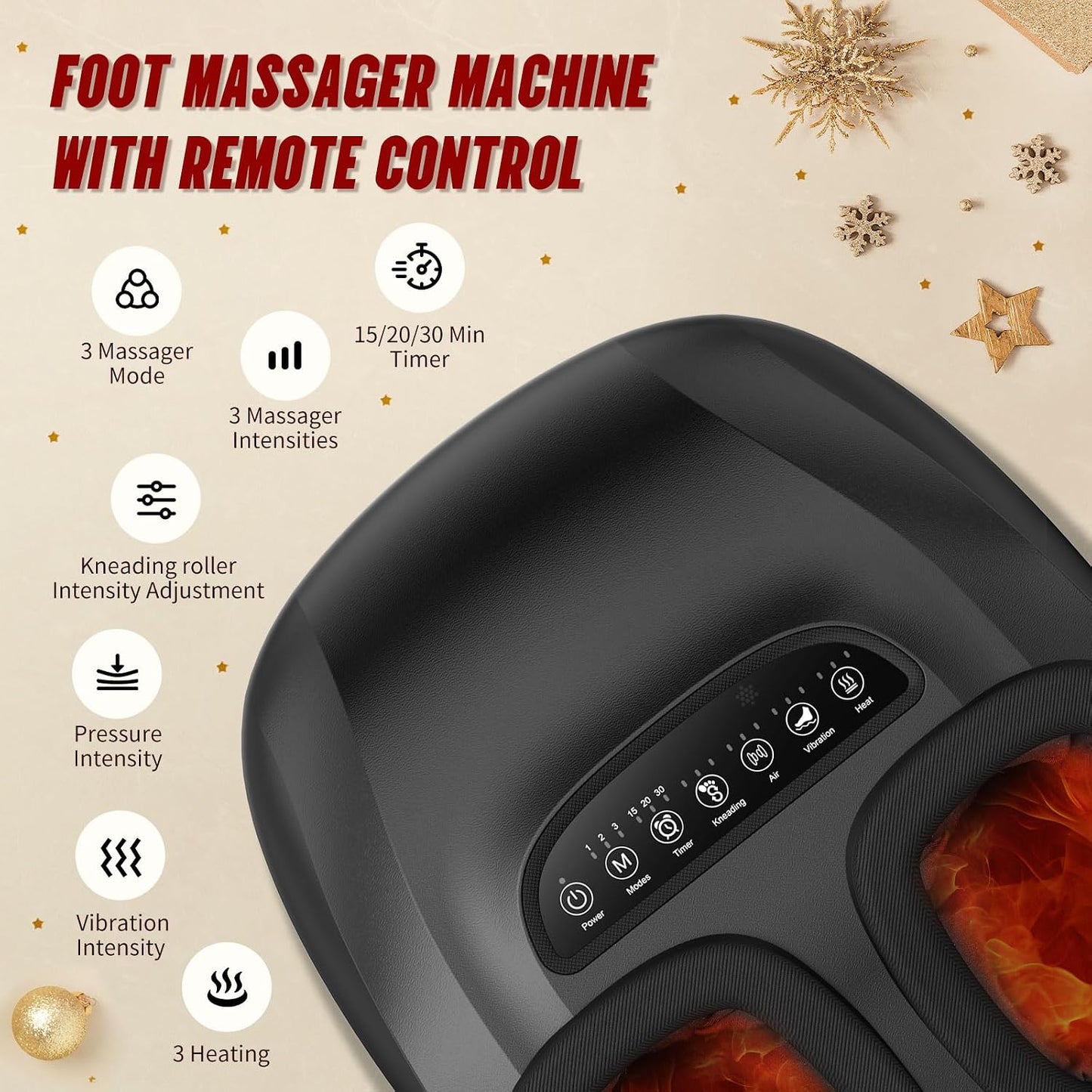 Shiatsu Foot Massager Machine with Heat, Deep Kneading Foot Massager with Vibration & Compression for Muscle Relaxation, Home Office Use for Men Women (Black)