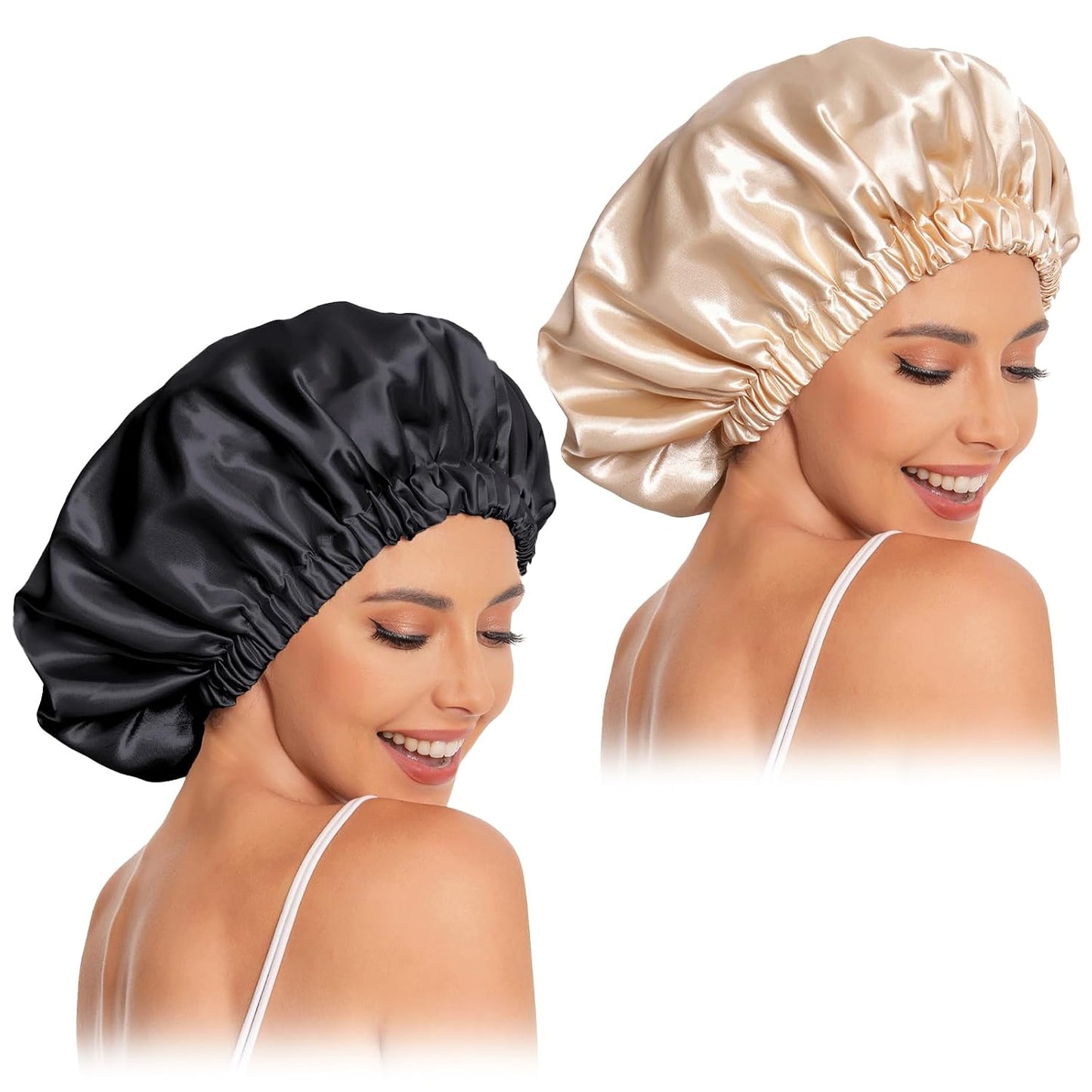 Satin Bonnet Silk Bonnet Hair Bonnet for Sleeping-Slouchy Beanie Hat Satin Sleep Cap for Women's Natural & Curly Hair(Blue Zircon)