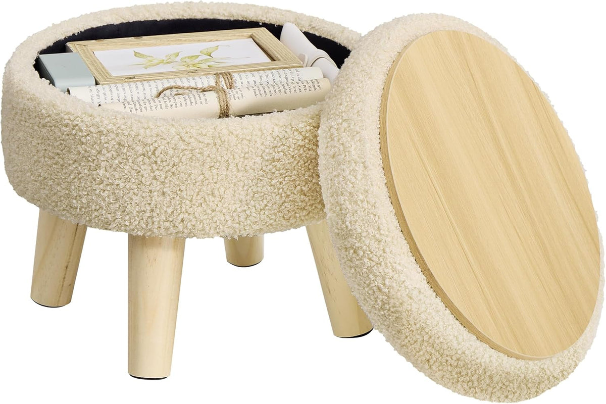 SONGMICS Foot Stool Ottoman, Small Storage Ottoman with Legs, 15.7 Inches