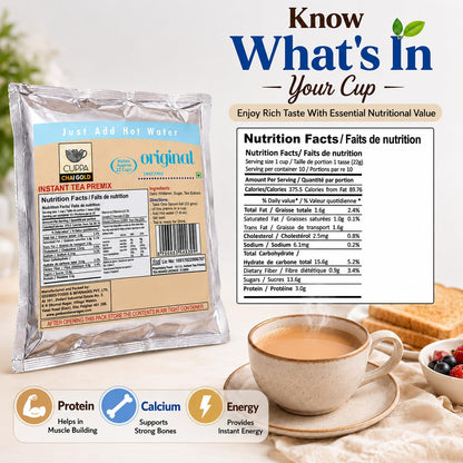 Chai Gold Instant Chai Tea Premix Powder - Sweetened Milk Tea Latte Mix for Home and Beverage Dispensers - [500g / 1.1 lb Bulk Bag] (Kadak)
