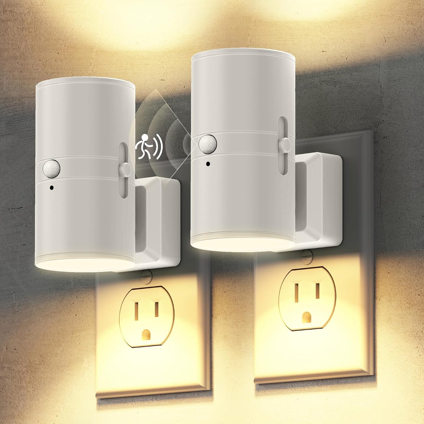 Briignite Night Lights Plug into Wall, Modern LED Night Light Plug in, Dusk to Dawn Sensor,Amber Night Light 0-100LM Adjustable Brightness, Dimmable NightLight for Hallway, Bedroom, Stairway, 2 Pack