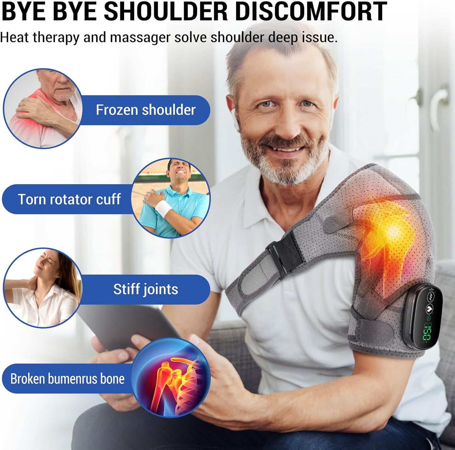 ERHIVORA Shoulder Heating Pad with Massage, FSA Eligible Items List, Heated Shoulder Wrap for Pain Cordless, HSA Approved Products Only