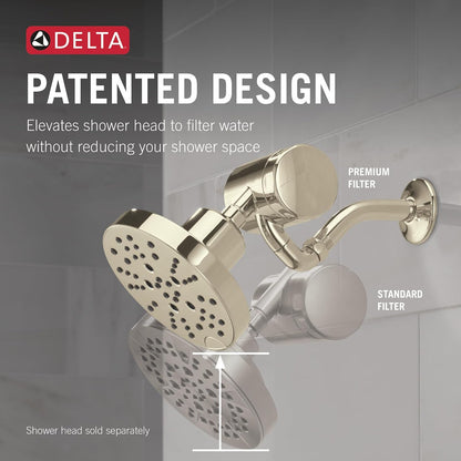 Delta Faucet Clarifi Premium Shower Filter Attachment with Filter, Hard Water Shower Filter, Shower Head Filter, Stainless 5SF100-SS
