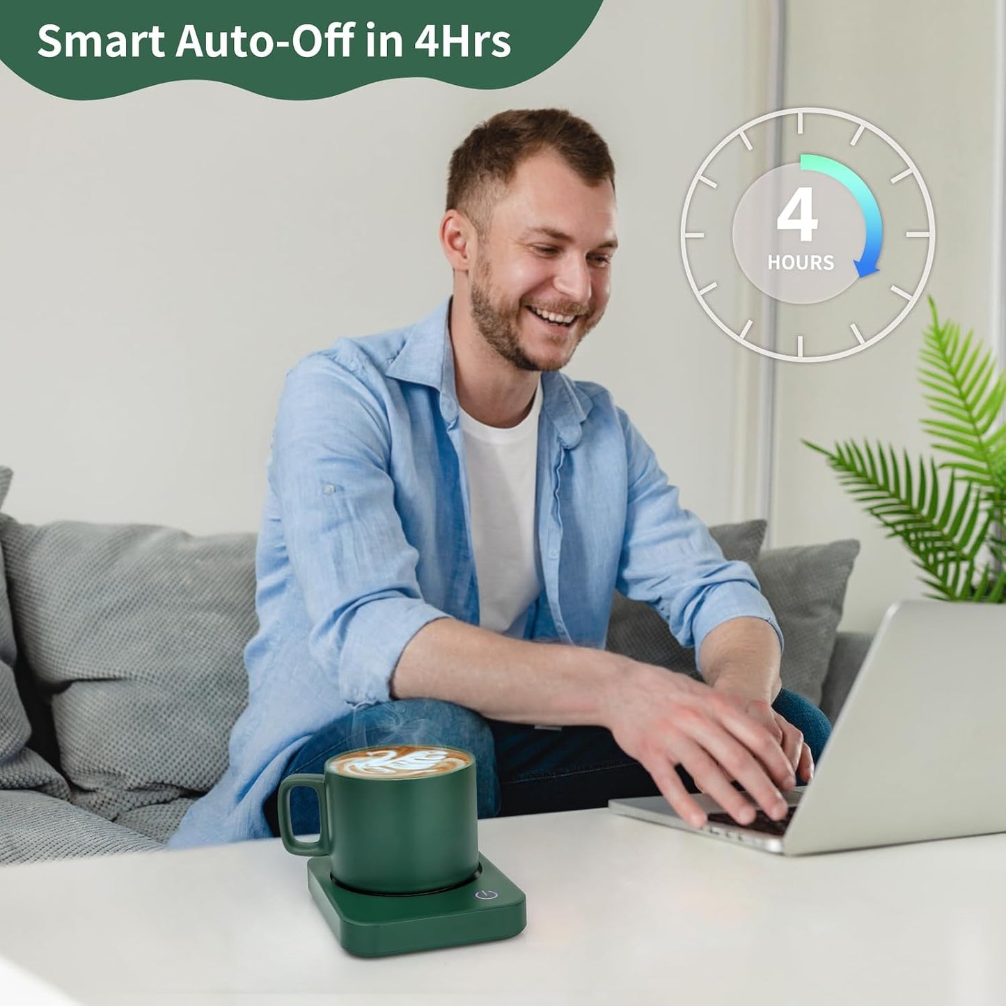 VOBAGA Coffee Mug Warmer for Desk with Auto Shut Off & 3-Temp Settings, Coffee Cup Warmer with Smart Safety Alert Home Office Accessory, Perfect for Coffee, Tea, Milk (Mug for Display)