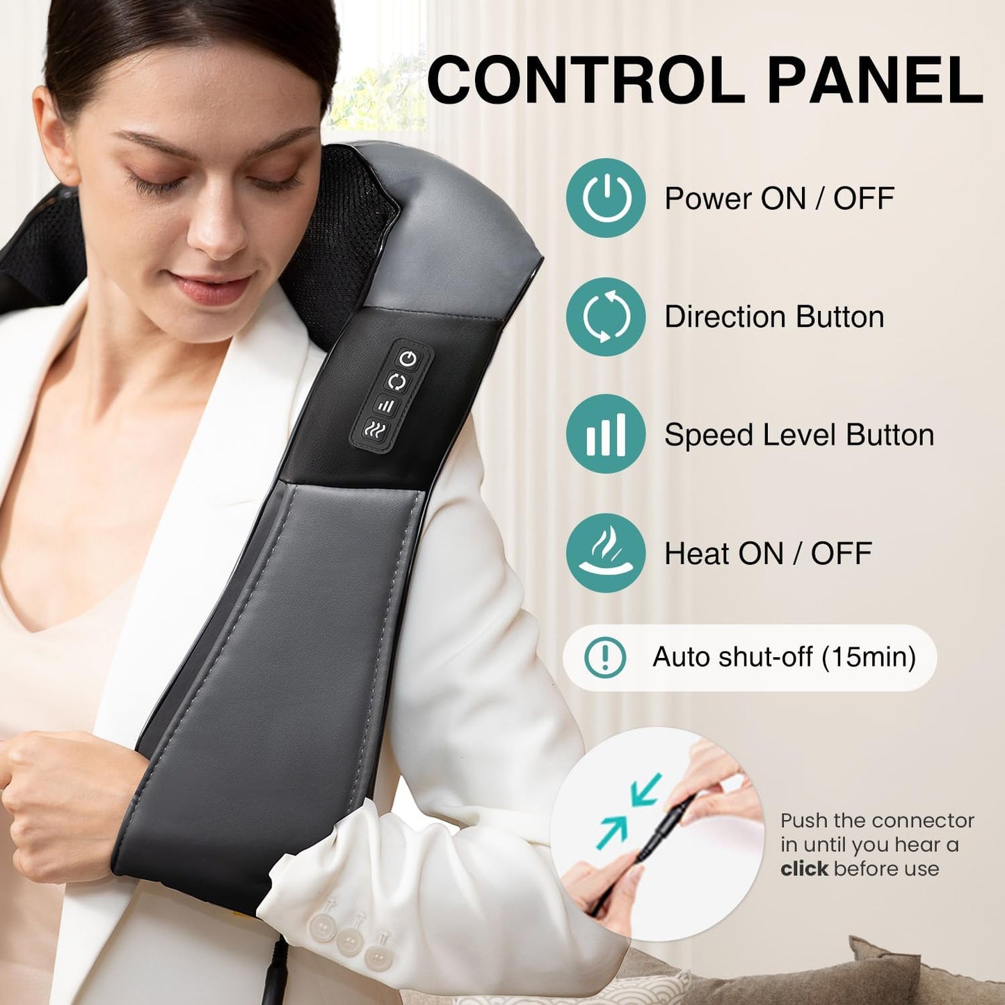 Nekteck Shiatsu Neck Massager with Heat for Pain Relief Deep Tissue, 2026 Upgraded 3D Back Shoulder Kneading Massage Pillow, Body Muscle Relaxation Tools Gifts for Him Her, Blue (NOT Cordless)