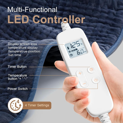 VAAGHANM Heating Pad: 33 x 17 inches Electric Heating Pad for Back -Extra Large Heat Pad for Shoulder/Neck/Knee/Arms - Upgraded 6 Timer & 6 Temperature Controller -Auto Shut Off- Gift for Mom