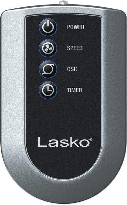 Lasko Oscillating Tower Fan with Remote Control and Timer - Quiet Standing Fan for Bedroom, Office, and Home - 3 Speeds - Powerful Cooling Air - 2510 - 36" Tall - White