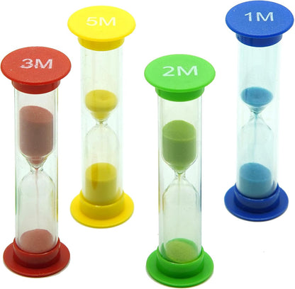 Sand Timer for Kids Set of 3 Small Colorful Hourglass Acrylic Covered Clock 1Min 2Min 5Min for Classroom, Home & Kids Room