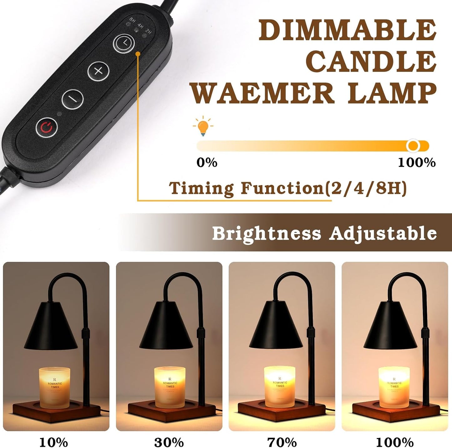 Modern Candle Warmer Lamp with Timer, Dimmable Candle Lamp Warmer, Mothers Day Birthday Gifts for Women Men, Black Candle Warmer, Adjustable Candle Light Warmer, Cozy Living Room Bedroom Home Decor