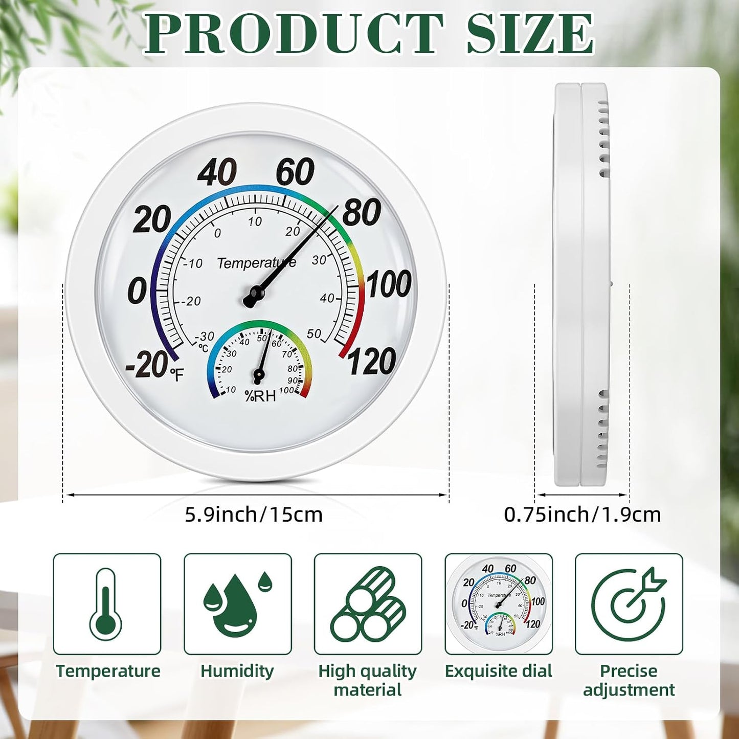 Weewooday 3 Pcs Indoor Outdoor Thermometer 2 in 1 Mini Home Temperature Humidity Hygrometer Monitor Gauge for Home Offices Wall(Silver,2.2 Inch)