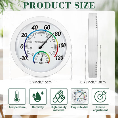 Weewooday 3 Pcs Indoor Outdoor Thermometer 2 in 1 Mini Home Temperature Humidity Hygrometer Monitor Gauge for Home Offices Wall(Silver,2.2 Inch)
