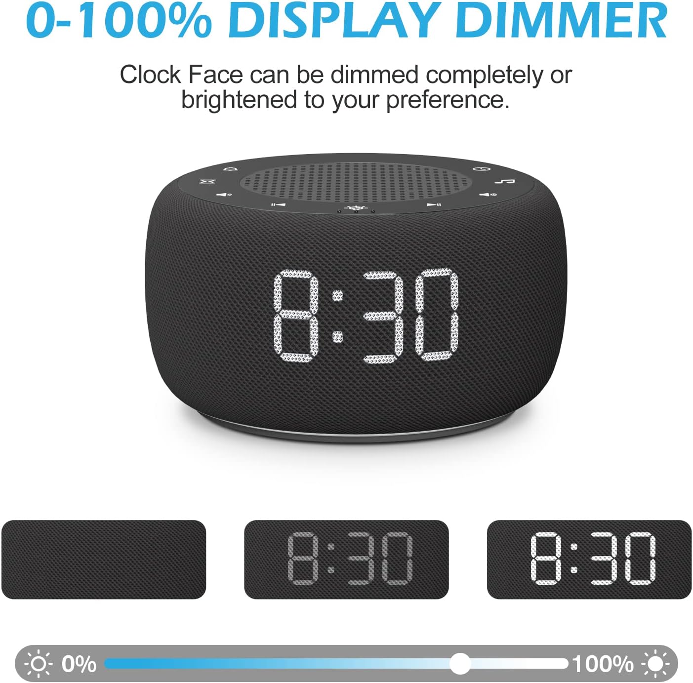 Buffbee Alarm Clock with Sound Machine for Bedrooms – 2-in-1 White Noise Machine for Sleep, Gentle Wake-Up with Soft Alarm Sounds, Ambient Night Light, Plug-in, Sleep Better, Wake Gently