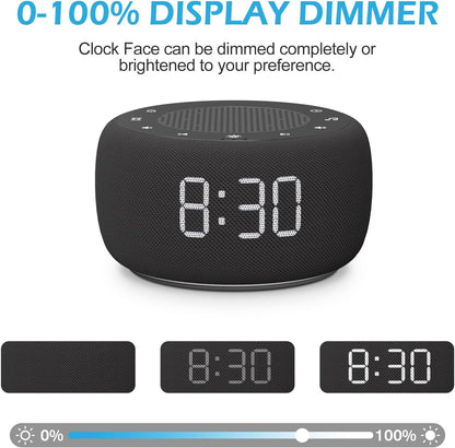 Buffbee Alarm Clock with Sound Machine for Bedrooms – 2-in-1 White Noise Machine for Sleep, Gentle Wake-Up with Soft Alarm Sounds, Ambient Night Light, Plug-in, Sleep Better, Wake Gently