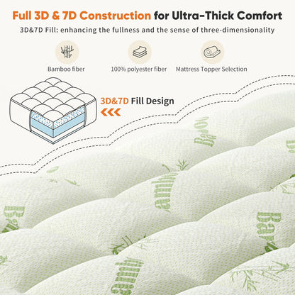 OLIXIS Twin Bamboo Viscose Mattress Topper, Cooling Breathable Bed Pad | OEKO-TEX Certified,Bamboo viscose ultra soft & cooling,Deep pockets fit 8-16" mattresses, Wick moisture for hot sleepers