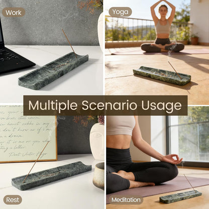 Koville Marble Incense Holder, Incense Holder for Sticks, Incense Sticks Holder Ash Catcher for Meditation Yoga SPA, Natural Stone Incense Burner, Home Table Decor (Grey)