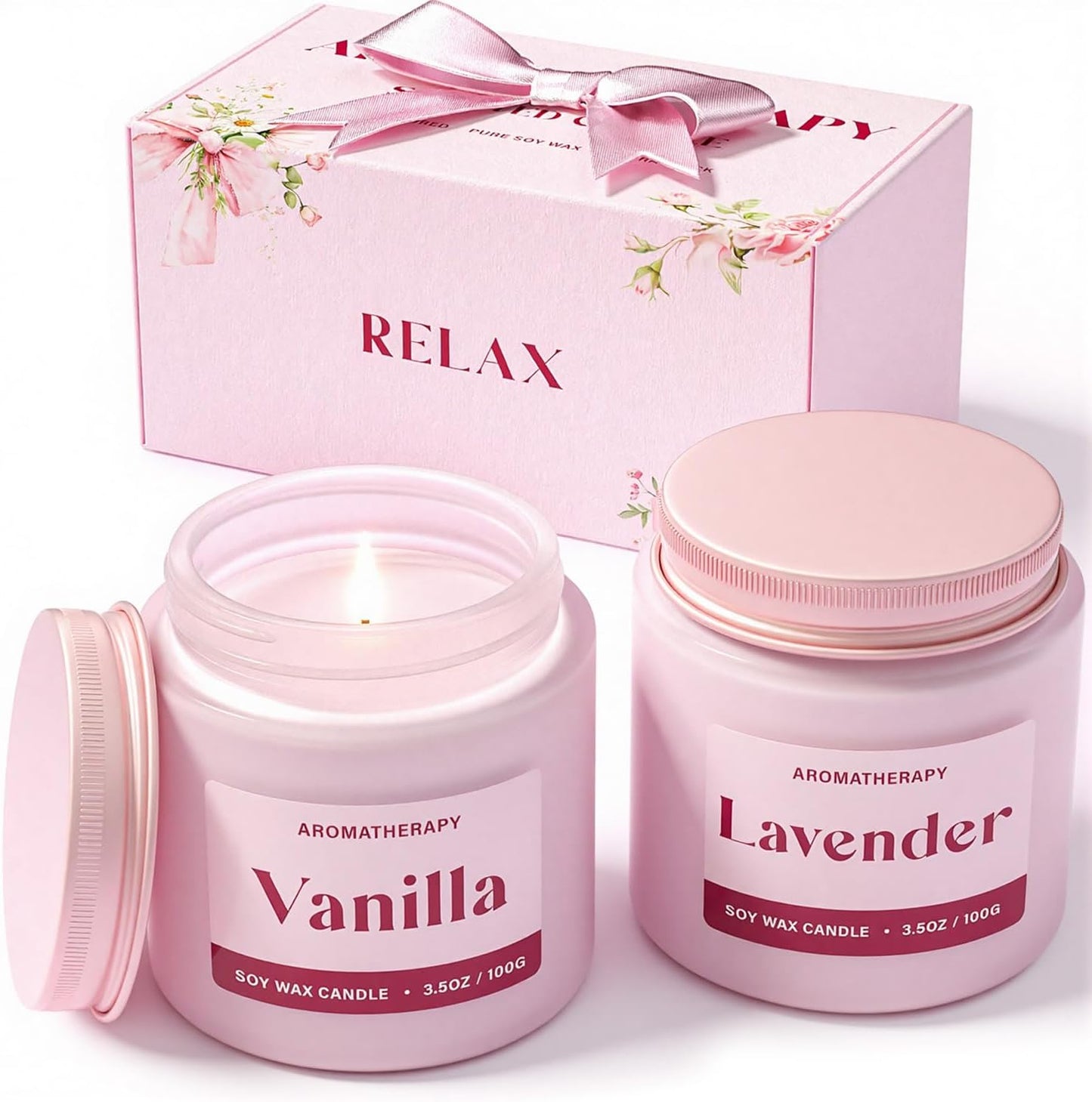 Scented Candle Gift Set, Soy Candles for Women, Sleep Candles for Home Scented, 2 Pack Aromatherapy Candle for Relaxing, Sleep, Stress Relief & Home Decor