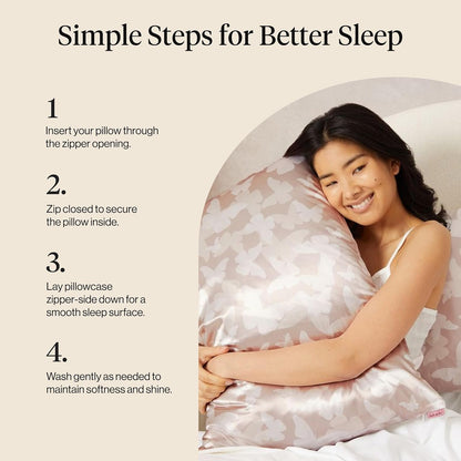 Kitsch Satin Pillowcase with Zipper for Hair & Skin - Softer Than Silk Pillow Cases, Smooth Cooling Satin Pillow Case, Wrinkle-Free, Machine Washable - Pillow Cases Standard Size (19x26) - Blush