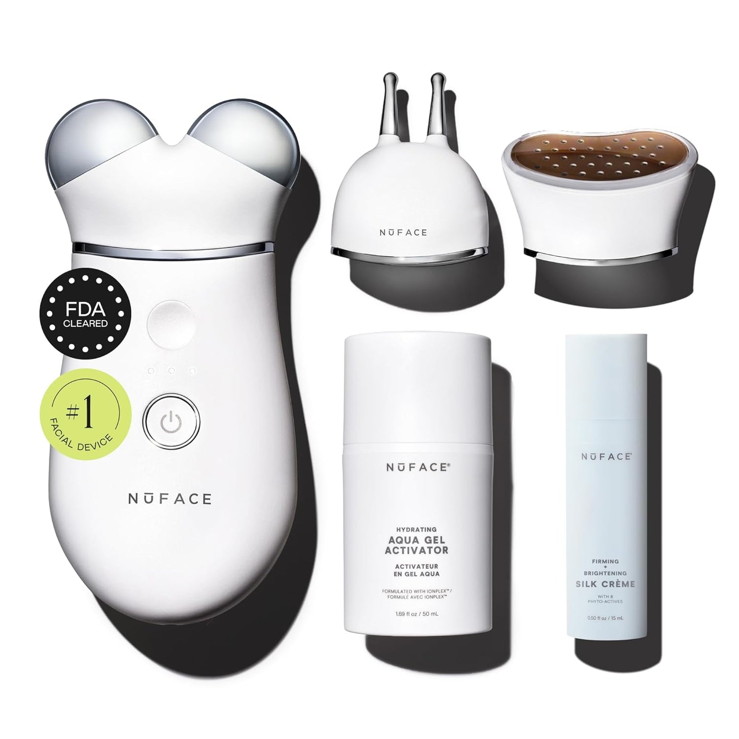 NUFACE Trinity+ Facial Massager - Face Firming & Toning Device for Lines & Wrinkles Treatment - FDA-Cleared Wrinkle Reducer + Lip & Eye Attachment + Aqua Gel Activator - 3 Frequency Microcurrent
