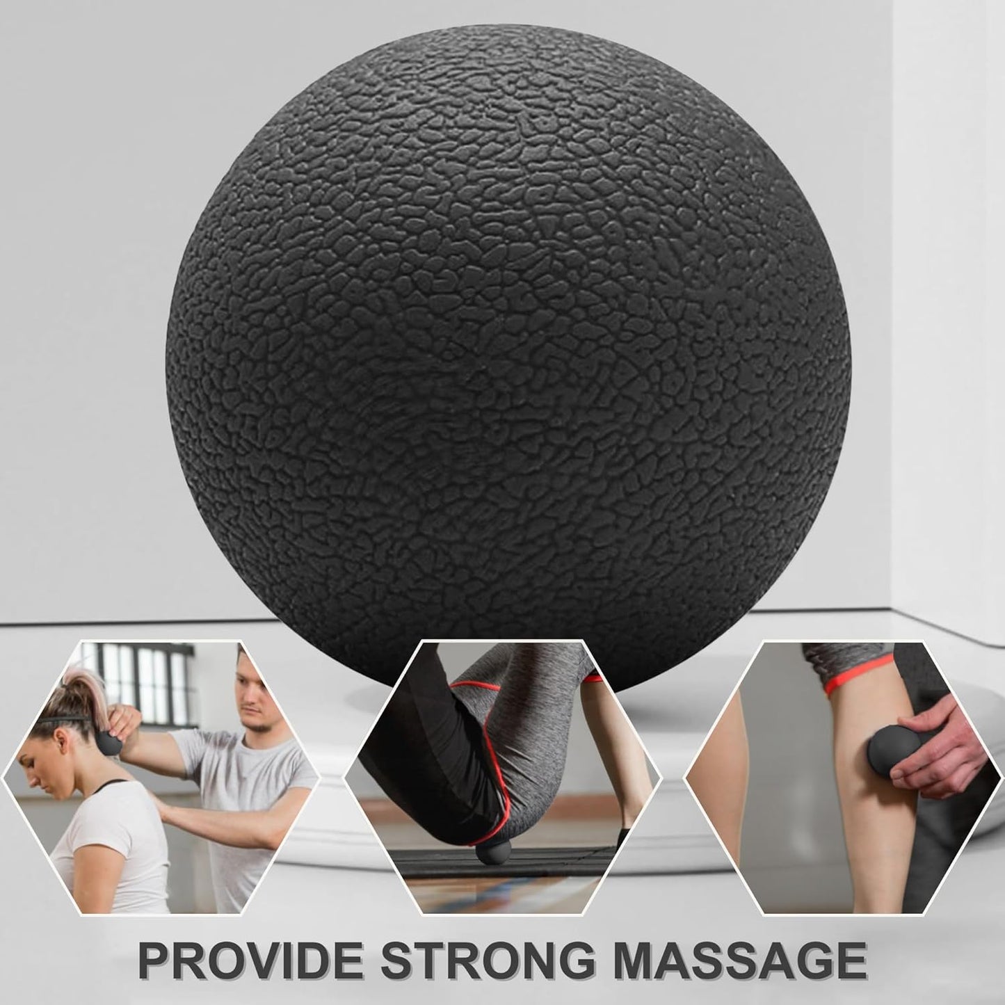 LEZER, Trigger Massage Point, Manual Massage Ball, Muscle Knots Relief Tool, Myofascial Release, Physical Therapy, Plantar Fasciitis, Set of 2 (Orange Trigger and Black Ball)