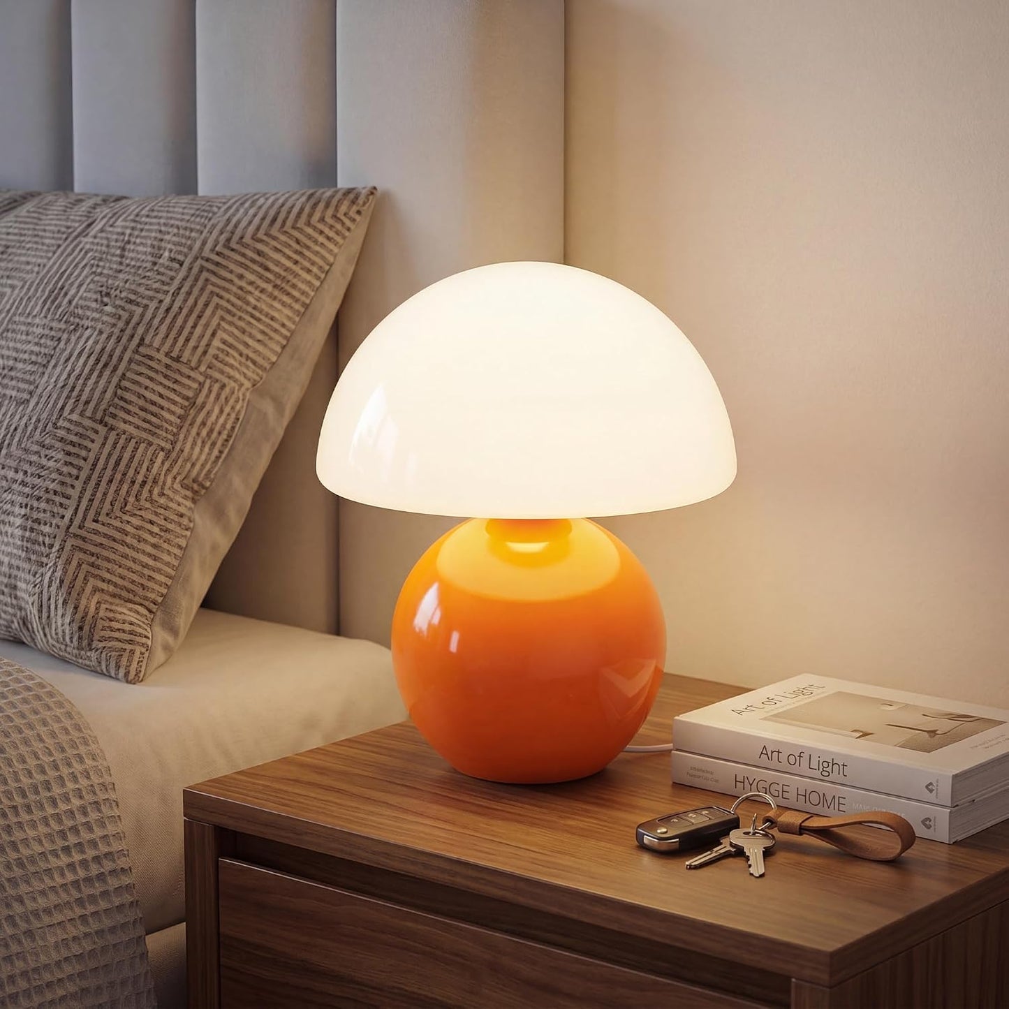 Dawnwake Mushroom Lamp Table Lamp for Bedroom,Desk Bedside Small Lamps for Living Room Night Stands,Mushroom Decor Cute Mini Modern Mid Century Lamps,Unique Aesthetic Home Living Room Decor(White)