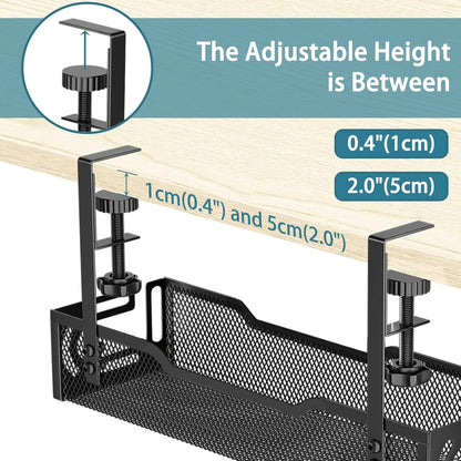 Under Desk Cable Management Tray, No Drill Mesh Cable Tray Cord Organizer