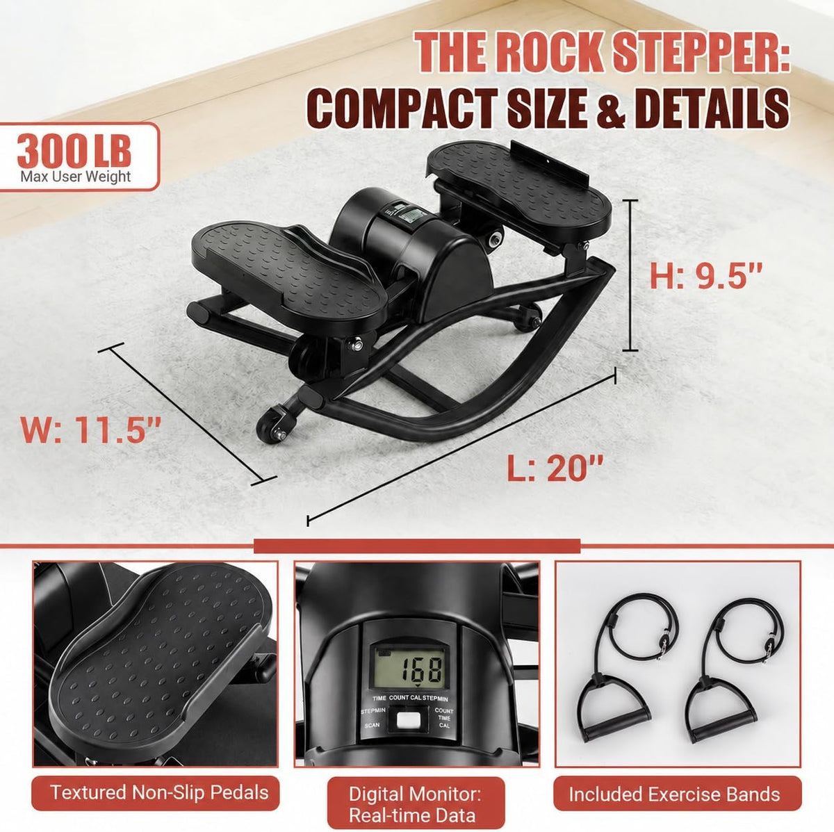 Rock Stepper Side to Side, 300 LBS Capacity, Side Stepper Exercise at Home