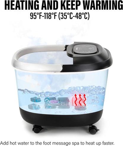 Luxury All in One Foot Spa - Motorized and Heated Foot Spa - Enjoy The Same Pedicure Foot Spa at Home Heat, Bubble Jets, Pedicure Stone, Motorized Massage Roller to Relieve Feet Stress